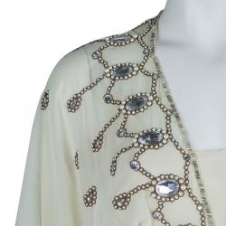 Temperley London Cream Embellished Belted Kaftan Dress M