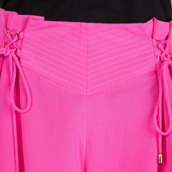 Temperley Neon Pink Silk Tie-Up Detail High Waist Shorts M