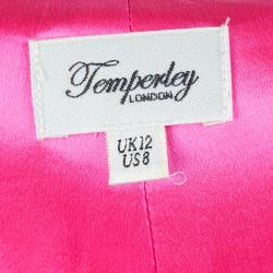 Temperley Neon Pink Silk Tie-Up Detail High Waist Shorts M
