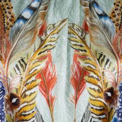 Pre Owned Temperley London Feather Printed Silk Belted Maxi Dress XL