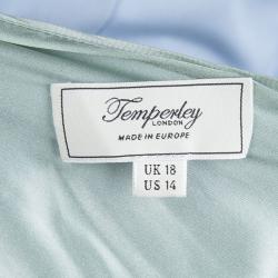 Pre Owned Temperley London Feather Printed Silk Belted Maxi Dress XL