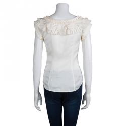 Pre Owned Alice By Temperley  Off- White Pleated Frill Detail Button Down Sleeveless Top S