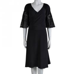 مملوكة مسبقًا فستان تمبرلي لندن دانتيل أسود أبليكات مزينة L