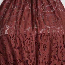 Pre Owned Temperley London Red Floral Lace Tiered Sleeveless Maxi Dress M