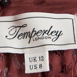 Pre Owned Temperley London Red Floral Lace Tiered Sleeveless Maxi Dress M