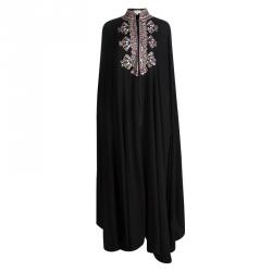 Temperley London Black Silk Embellished Cape Style Abaya (One Size)