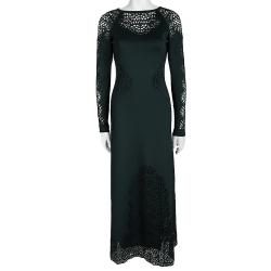 Pre Owned Temperley London Olive Green Laser Cut Detail Sami Dress S