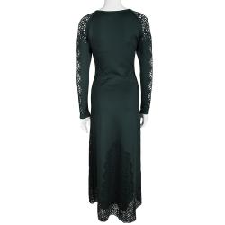 Pre Owned Temperley London Olive Green Laser Cut Detail Sami Dress S
