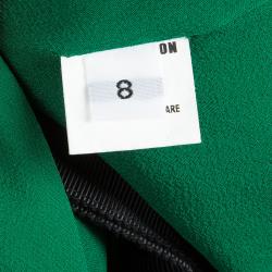 مملوكة مسبقًا Thakoon Green Contrast Piping Detail Cardigan Style Long Sleeve Silk Blouse M