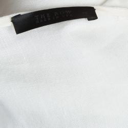 The Row White Linen Embroidered Long Sleeve Kaftan XS