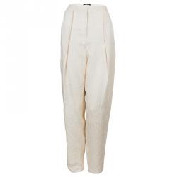 The Row Cream Jacquard Silk Trousers M