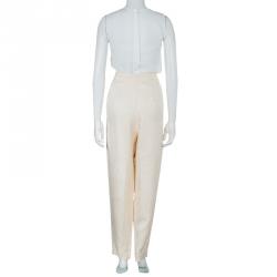The Row Cream Jacquard Silk Trousers M