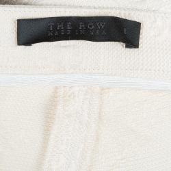 The Row Cream Jacquard Silk Trousers M