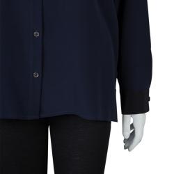 Pre Owned The Row Navy Blue Silk Long Sleeve Button Down Shirt M