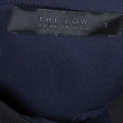 Pre Owned The Row Navy Blue Silk Long Sleeve Button Down Shirt M