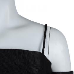 The Row Black Cold Shoulder Mesh Layered Midi Dress S
