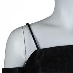 The Row Black Cold Shoulder Mesh Layered Midi Dress S