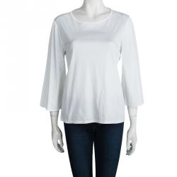 Pre Owned The Row White Cotton Bell Sleeve T-Shirt S