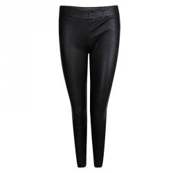 The Row Black Lambskin Leather Paneled Jeggings S