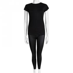 The Row Black Lambskin Leather Paneled Jeggings S