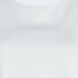 The Row White Jersey Ruffle Bottom Short Sleeve Top L
