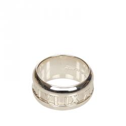 Pre Owned Tiffany & Co. Atlas Silver Bold Ring Size 52