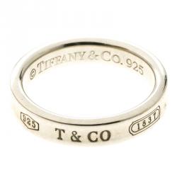 Pre Owned Tiffany & Co.1837 Silver Narrow Band Ring Size 50