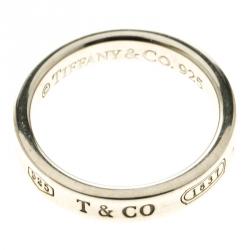 Pre Owned Tiffany & Co.1837 Silver Narrow Band Ring Size 50