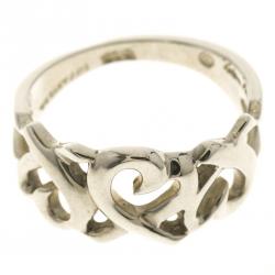 Pre Owned Tiffany & Co. Paloma Picasso Loving Heart Silver Ring Size 48