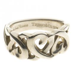 Pre Owned Tiffany & Co. Paloma Picasso Loving Heart Silver Ring Size 49