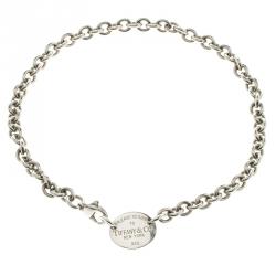 Pre Owned Tiffany & Co Return To Tiffany Oval Tag Silver Necklace