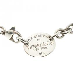 Pre Owned Tiffany & Co Return To Tiffany Oval Tag Silver Necklace