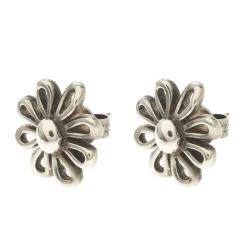 Pre Owned Tiffany & Co. Paloma Picasso Daisy Silver Stud Earrings 