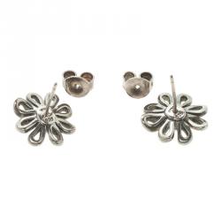 Pre Owned Tiffany & Co. Paloma Picasso Daisy Silver Stud Earrings 