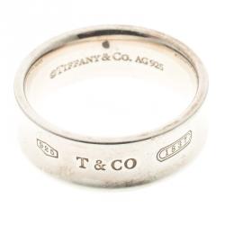 Pre Owned Tiffany & Co. 1837 Silver Band Ring Size 55