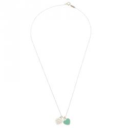 Pre Owned Tiffany & Co. Return To Tiffany Double Heart Tag Silver Chain Necklace