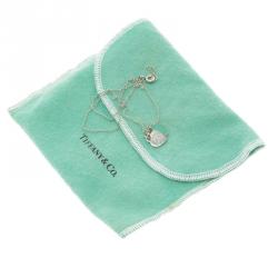 Pre Owned Tiffany & Co. Return To Tiffany Double Heart Tag Silver Chain Necklace