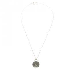 Pre Owned Tiffany & Co. Round Mini Lock Silver Pendant Necklace