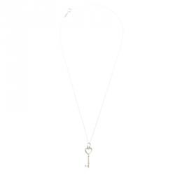 Pre Owned Tiffany & Co. Heart Key Silver Pendant Necklace
