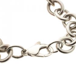 Pre Owned Tiffany & Co. Plain Heart Tag Silver Chain Link Bracelet 18cm