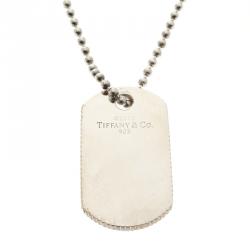 Pre Owned Tiffany & Co. Coin Edge Silver Tag Pendant Necklace