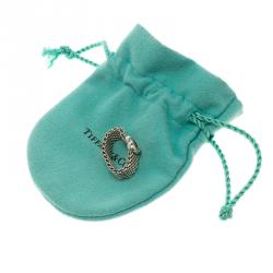 Pre Owned Tiffany & Co. Somerset Heart Silver Mesh Ring Size 52