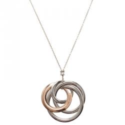 Pre Owned Tiffany & Co. 1837 Interlocking Circles Sterling Silver and Rubedo Pendant Necklace