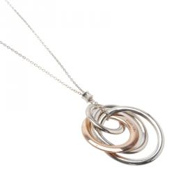 Pre Owned Tiffany & Co. 1837 Interlocking Circles Sterling Silver and Rubedo Pendant Necklace