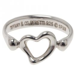 Tiffany & Co. Elsa Peretti Open Heart Silver Ring Size 49
