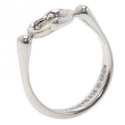 Pre Owned Tiffany & Co. Elsa Peretti Open Heart Silver Ring Size 49