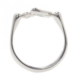 Pre Owned Tiffany & Co. Elsa Peretti Open Heart Silver Ring Size 49