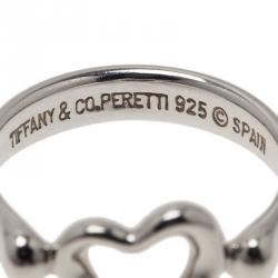 Pre Owned Tiffany & Co. Elsa Peretti Open Heart Silver Ring Size 49
