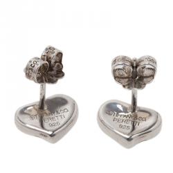 Tiffany & Co. Elsa Peretti Full Heart Silver Stud Earrings