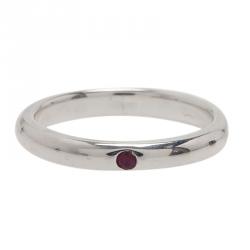 Pre Owned Tiffany & Co. Elsa Peretti Red Ruby Silver Band Ring Size 50.5